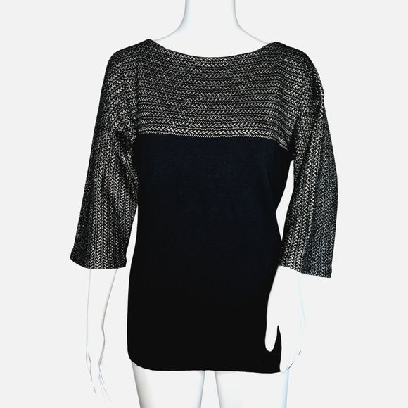 Lauren Ralph Lauren Sweaters - Lauren Ralph Lauren Sweater Women Small Black Silver Metallic Casual Edgy Preppy